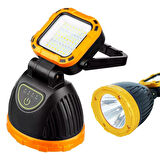 Powermaster PM-8033A Solar Şarjlı 6 Modlu EL Feneri Ve Işıldak Acil Durum Lambası (Beyaz Sarı Kırmızı)