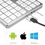 Powermaster PM-26596 Mini Gümüş Bluetooth 5.2 Kablosuz Num Pad 35 Tuş Klavye Genişletme Sayı Bloğu