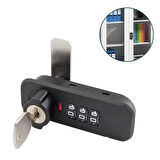 Ayt Powermaster PM-26726 3 Haneli Şifreli Ve Anahtarlı Mekanik Siyah Çekmece Dolap Kilidi Sağ Kilit
