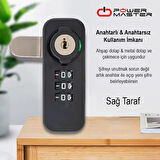 Ayt Powermaster PM-26726 3 Haneli Şifreli Ve Anahtarlı Mekanik Siyah Çekmece Dolap Kilidi Sağ Kilit