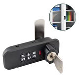 Powermaster PM-26725 3 Haneli Şifreli Ve Anahtarlı Mekanik Siyah Çekmece Dolap Kilidi (Sol)
