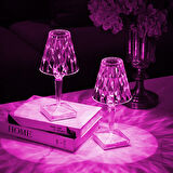Ayt Powermaster Gece Lambası Dekoratif Rgb Renkli Ledli Ambiyans Masa Üstü Aydınlatma Kumandalı Şarjlı Kristal Görünüm