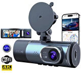 Ayt Powermaster PM-27086 3.16 İnç Tfr Ekran GPS'li 3 Kameralı 4K Görüntülü Oto Araç Kamerası Yol Kayıt Kamerası