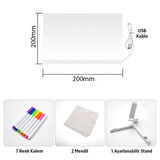Sunup SN-27127 Dekoratif LED Aydınlatmalı Şeffaf Işıltılı Yazı - Çizim Panosu Tableti - 7 Renk Kalemli Set