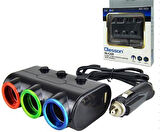 Olesson 1523 12-24V Çift Usb Girişli 120W 80cm Kablolu 3 Lü Araç Çakmak Çoklayıcı Çakmaklık Çoğaltıcı