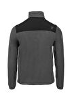 Petan Yarım Fermuarlı Parçalı Erkek Polar Sweatshirt Antrasit