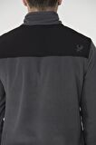 2AS Petan Yarım Fermuarlı Parçalı Erkek Polar Sweatshirt