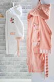 Ecocotton Balerin Kız Çocuk Bornoz %100 Organik Pamuk Nakışlı Pudra