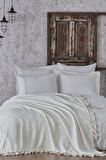 Ecocotton Alessa Çift Kişilik Pike Takımı %100 Organik Pamuk Jakarlı Krem 220x240 Cm