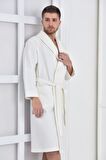 Green Black Afra Erkek Pike Bornoz %100 Pamuk Krem