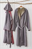 Ecocotton Muna Erkek Bornoz %100 Organik Pamuk Inject Bordo-Antrasit