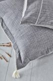 Ecocotton Doğa Battal Boy Nevresim Takımı %100 Organik Pamuk Müslin Parça Boya Gri 240x220 Cm