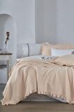Ecocotton Simla Çift Kişilik Pike Seti %100 Organik Pamuk Jakarlı Somon 220x240 Cm