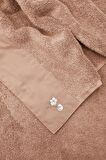 Ecocotton Pure Cotton 2'li El Yüz Havlusu Seti %100 Organik Pamuk Bez Bordürlü Nakışlı Kahve 50x90 Cm