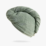 Green Black Saç Kurutma Havlusu %100 Pamuk Bukle Yeşil