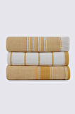Ecocotton Elis Sarı-Krem 3 Parça Organik Mutfak Havlu Seti 40 x 60 cm.