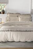 Ecocotton Dalya Battal Boy  Nevresim Takımı %100 Organik Pamuk Keten Fırfırlı Antrasit 240x220 Cm Antrasit