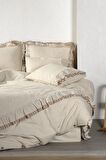 Ecocotton Dalya Battal Boy Nevresim Takımı %100 Organik Pamuk Keten Fırfırlı Terra 240x220 Cm Terra