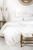 Ecocotton Eslina Çift Kişilik Nevresim Takımı %100 Organik Pamuk Saten Brodeli Krem 200x220 Cm