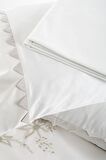 Ecocotton Mona Çift Kişilik Nevresim Takımı %100 Organik Pamuk Keten El Nakışlı Krem 200x220 Cm