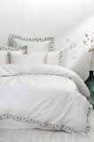 Ecocotton Mira Çift Kişilik Nevresim Takımı %100 Organik Pamuk Saten Nakışlı Krem 200X220 Cm