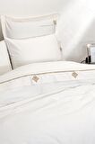 Ecocotton Aden Çift Kişilik Nevresim Takımı %100 Organik Pamuk Saten Nakışlı Krem 200x220 Cm