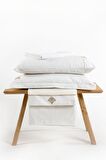 Ecocotton Aden Çift Kişilik Nevresim Takımı %100 Organik Pamuk Saten Nakışlı Krem 200x220 Cm