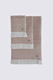 Ecocotton Hasna 3'lü Havlu Seti %100 Organik Pamuk Keten Melanj Terra