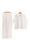 Ecocotton Reya Kadın Pijama Takımı %100 Organik Pamuk Keten Krem