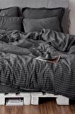 Ecocotton Tara Çift Kişilik Nevresim Takımı %100 Organik Pamuk Müslin Antrasit 200x220 Cm