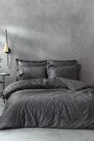 Ecocotton Güz Çift Kişilik Nevresim Takımı %100 Organik Pamuk Saten Brodeli Antrasit 200x220 Cm