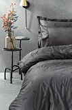 Ecocotton Güz Çift Kişilik Nevresim Takımı %100 Organik Pamuk Saten Brodeli Antrasit 200x220 Cm