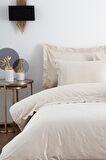 Ecocotton Ahter Çift Kişilik Nevresim Takımı %100 Organik Pamuk Saten Brodeli Bej 200x220 Cm