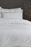 Ecocotton Ahter Çift Kişilik Nevresim Takımı %100 Organik Pamuk Saten Brodeli Krem 200x220 Cm