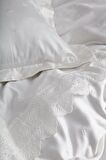 Ecocotton Ahter Çift Kişilik Nevresim Takımı %100 Organik Pamuk Saten Brodeli Krem 200x220 Cm