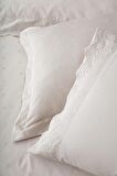 Ecocotton Ahter Battal Boy Nevresim Takımı %100 Organik Pamuk Saten Brodeli Bej 240x220 Cm