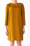 Fırfır Yakalı  Mini Elbise   Olive