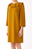 Fırfır Yakalı  Mini Elbise   Olive
