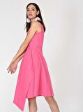 Asimetrik Midi Gece Elbisesi   Pembe