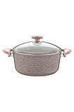 3110 - 2 Parça - Biogranit - 22x11,5 Cm 3,50 Litre - Derin Tencere, Sütlü Kahve Gövde ve Detay