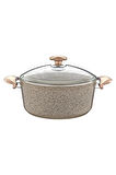 3110 - 2 Parça - Biogranit - 28x13 Cm 6,95 Litre - Derin Tencere, Sütlü Kahve Gövde ve Detay