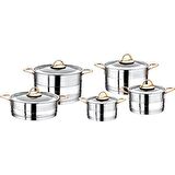 OMS 10 Parça Silindir Çelik Tencere Takımı
