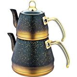 OMS 4 PCS GRANİT L BOY ÇAYDANLIK CAM KAPAK GOLD