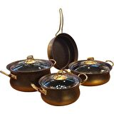 Oms 7 Parça Granit Bakraç Tencere SET.İND.3044.I.GOLD
