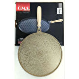 OMS 3285 Döküm Granit Yuvarlak Çift Taraflı 34 cm Gözleme Tavası Kumbeji