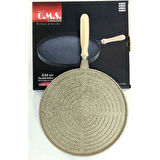 OMS 3285 Döküm Granit Yuvarlak Çift Taraflı 34 cm Gözleme Tavası Kumbeji