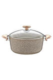 3110 - 2 Parça - Biogranit - 34x13,5 Cm 11,0 Litre - Derin Tencere, Sütlü Kahve Gövde Ve Detay