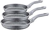 OMS 3255 Fry Pan Döküm Granit 3 Parça Tava Seti Siyah (20-24-28 cm)
