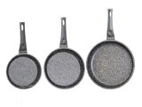 OMS 3255 Fry Pan Döküm Granit 3 Parça Tava Seti Siyah (20-24-28 cm)