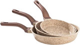 OMS 3737 Fry Pan Döküm Granit 3 Parça Tava Seti Kumbeji (20-24-28 cm)